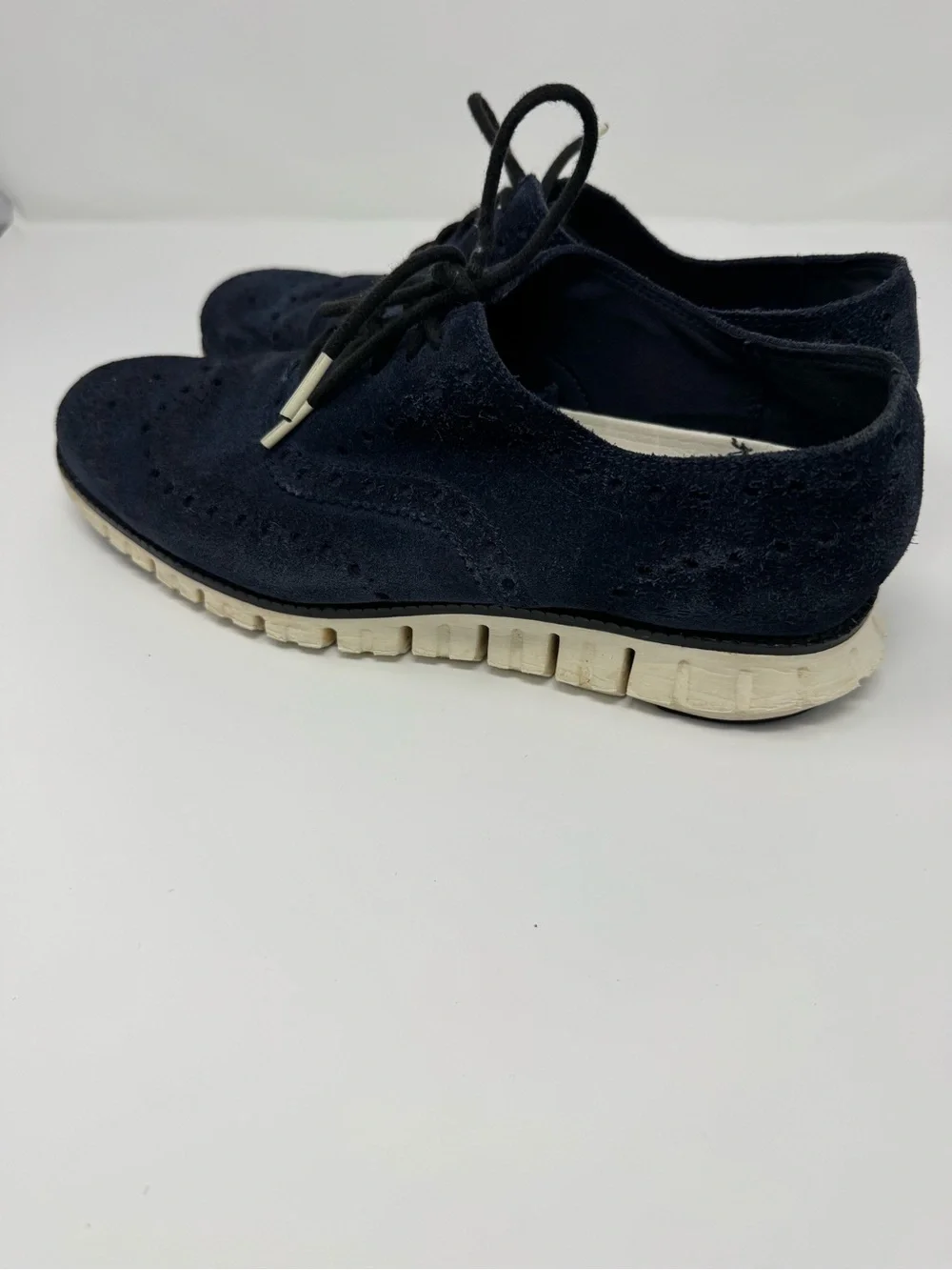 Cole Haan Navy Suede Brogue Derby Shoes